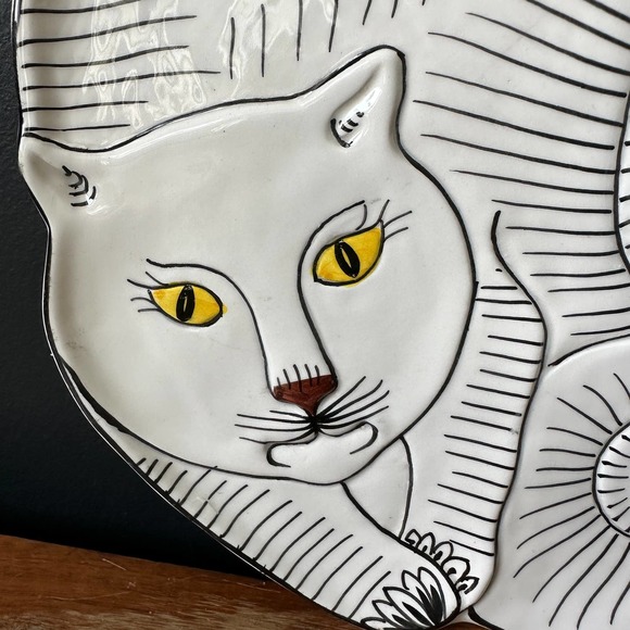 Vintage Cat Glazed Ceramic Dish Plate for Bonwit Teller Made in Italy - Picture 4 of 11